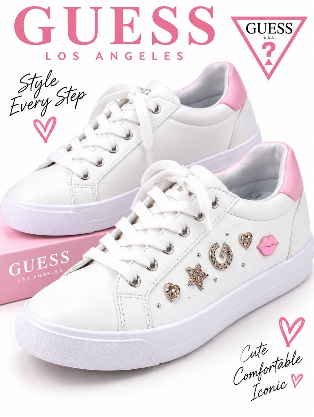 GBG Los Angeles White Charm Sneakers Size 7.5 NWT